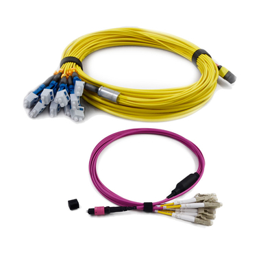 3.0mm G657A1 MPO MTP फाइबर ऑप्टिक पैच कॉर्ड ≤0.35dB कम सम्मिलन हानि और डाटा सेंटर के लिए APC≥65dB के साथ