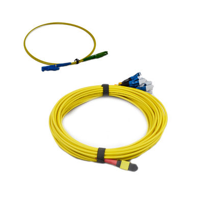 कम सम्मिलन हानि ≤0.35dB MPO से LC फाइबर ब्रेकआउट केबल 3.0mm व्यास Huawei QSFP के साथ संगत