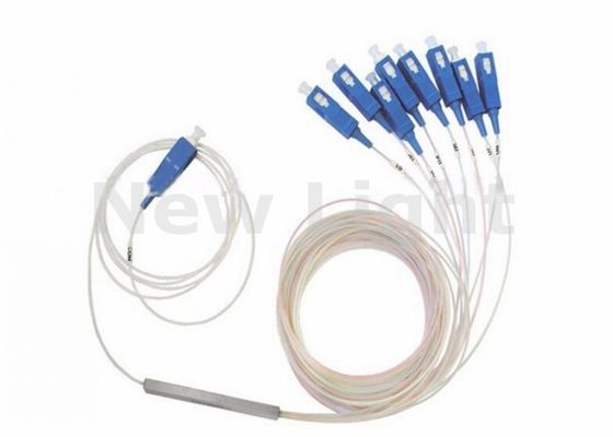 एससी यूपीसी 1x8 पीएलसी फाइबर ऑप्टिक स्प्लिटर स्टील ट्यूब प्रकार एकल मोड और कम सम्मिलन हानि के साथ एफटीटीएच के लिए