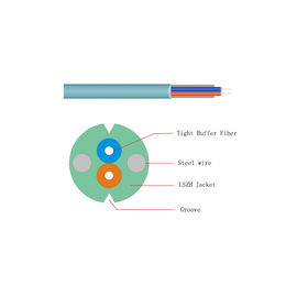 LS65 / पीवीसी / पीई जैकेट के साथ G652A2 FTTH फाइबर ऑप्टिक ड्रॉप केबल एरियल उपयोग