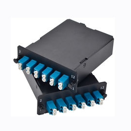 2x MPO-12 से 12x LC द्वैध, टाइप A, 24 फाइबर्स OM3 मल्टीमोड FHD MPO कैसेट