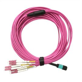 8 फाइबर MTP-4LC डुप्लेक्स 10G OM3 फाइबर ऑप्टिक हार्नेस फैन आउट / ब्रेकआउट केबल